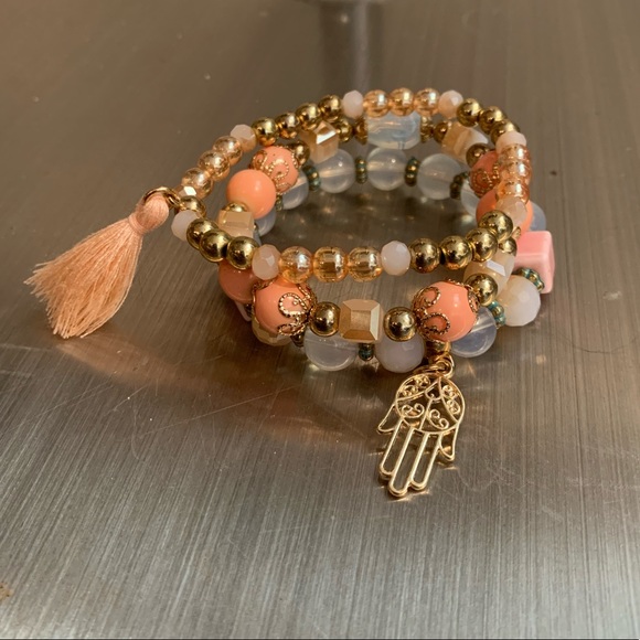 NWOT Beaded Tassel Bracelet Set of 3 - Picture 4 of 11